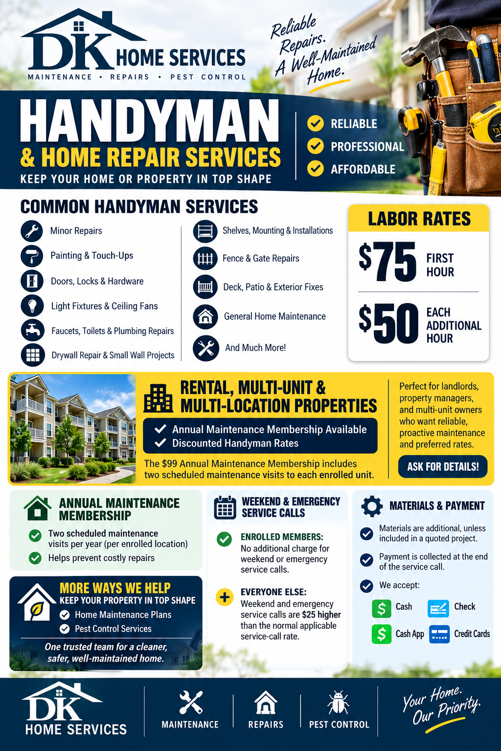 DK Home Services Handyman and Home Repair flyer