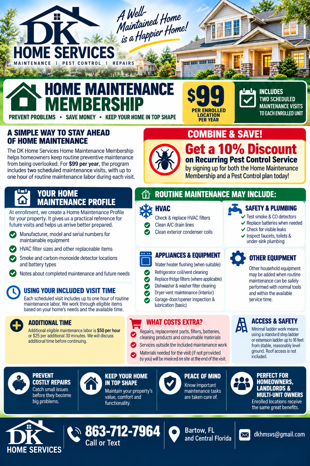 DK Home Services Home Maintenance Membership flyer