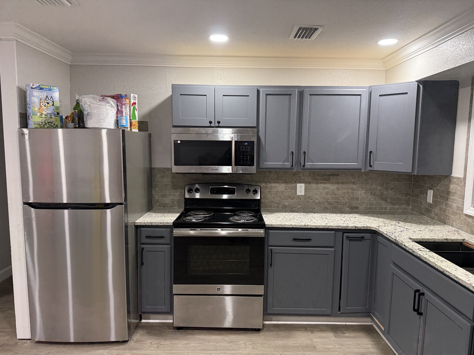 Completed Bartow kitchen cabinetry and counters